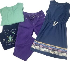 Girls bundle of 4 Carters Dress, justice purple jeans and 2 shirts size 10 GIFT
